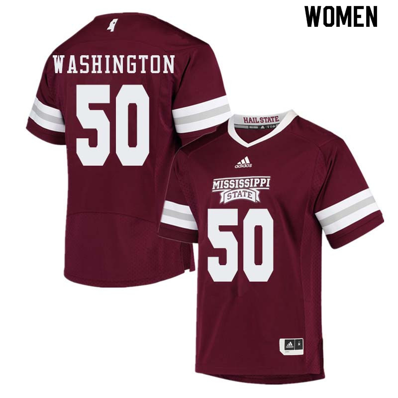 Women #50 Tim Washington Mississippi State Bulldogs College Football Jerseys Sale-Maroon